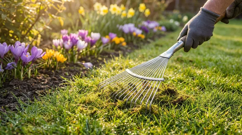Spring lawn care — scarifying and aerating for a healthy, green lawn
