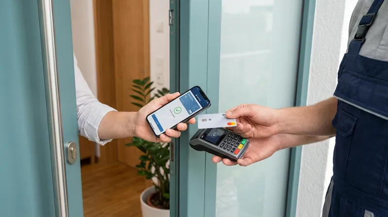 Contactless card payment at the front door for a service provider